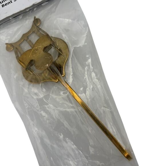 New APM #501G Trumpet Lyre Bent Stem Brass Plated Music Accessory - Picture 3 of 6